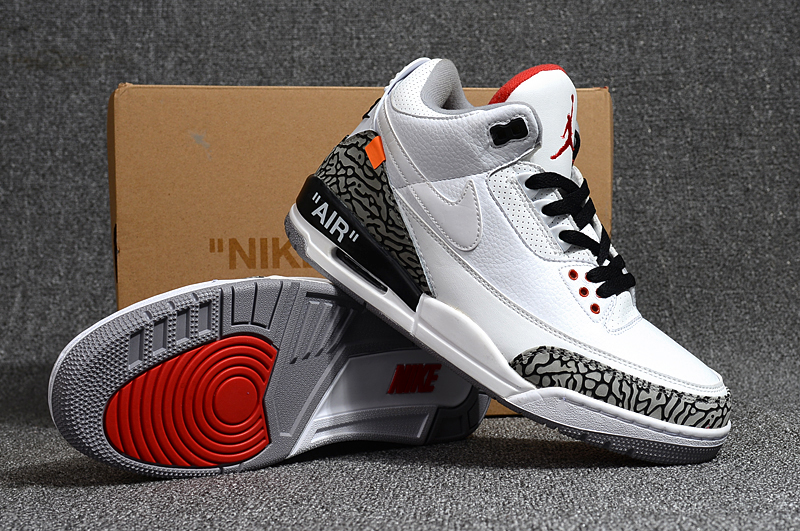 White Air Jordan 3 White Cement Grey Black Shoes